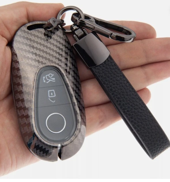 For Mercedes C E S GLC EQS EQE Class Car Key Fob Cover Chain Case - Image 2 of 4