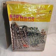 Vintage 70's Columbia Minerva Crochet 4328 Ripple Afghan Kit W/ Yarn Blue Green