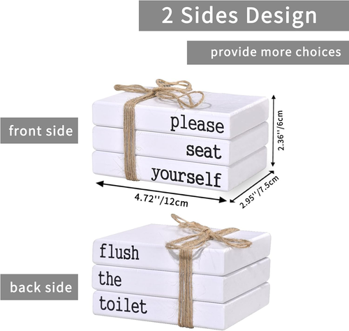 Restroom Decor, Bathroom Decor for Shelves, Toilet Decor, Funny Wooden Farmhouse - Picture 2 of 7