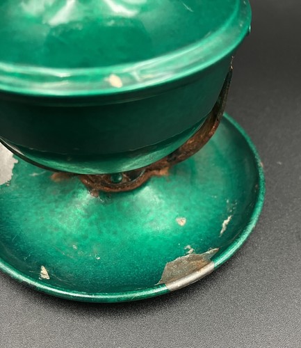 Vintage Enamel Lantern Kerosene Lamp Lanterns X2 Green & Blue Enamel 19cm Tall - Picture 11 of 22