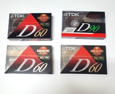 TDK (3) D60 Blank Cassette Tapes and (1) D90 IECI/Type I High Output  New 4 