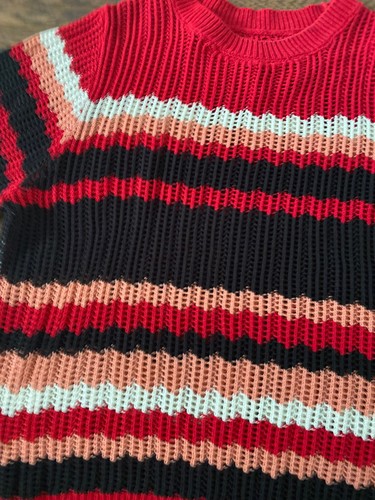 NEXT retro red black knit Short Sleeve jumper top size 12 - Picture 4 of 9