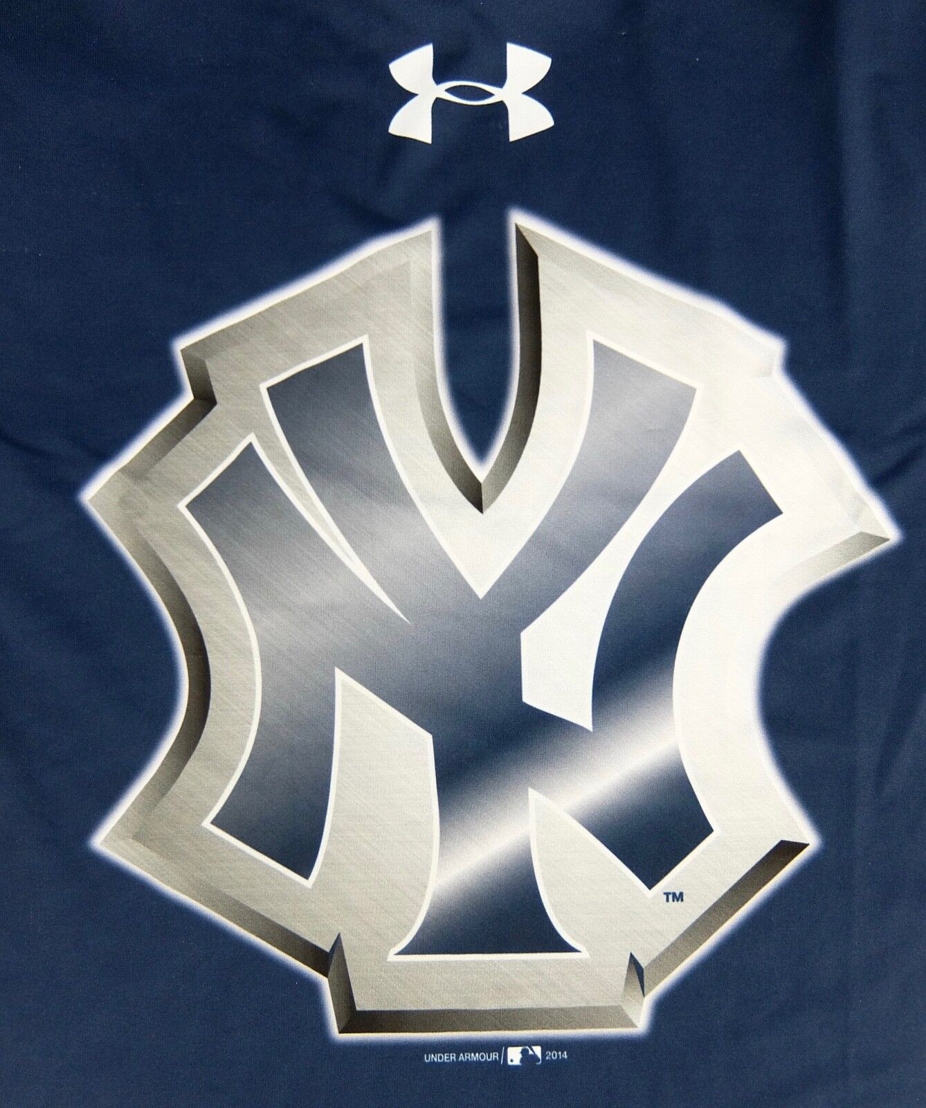 NY Yankees Compression Fit Athletic Tee Shirt Mens S Blue Under Armour MLB