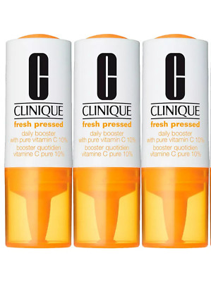 3x Clinique Fresh Pressed Daily booster with pure Vitamin C 10% 0.29oz/8.5ml ea