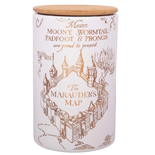 Harry Potter Marauder's Map 3-Piece Porcelain Canister Set - Gold Map Design, 3 - Picture 4 of 7