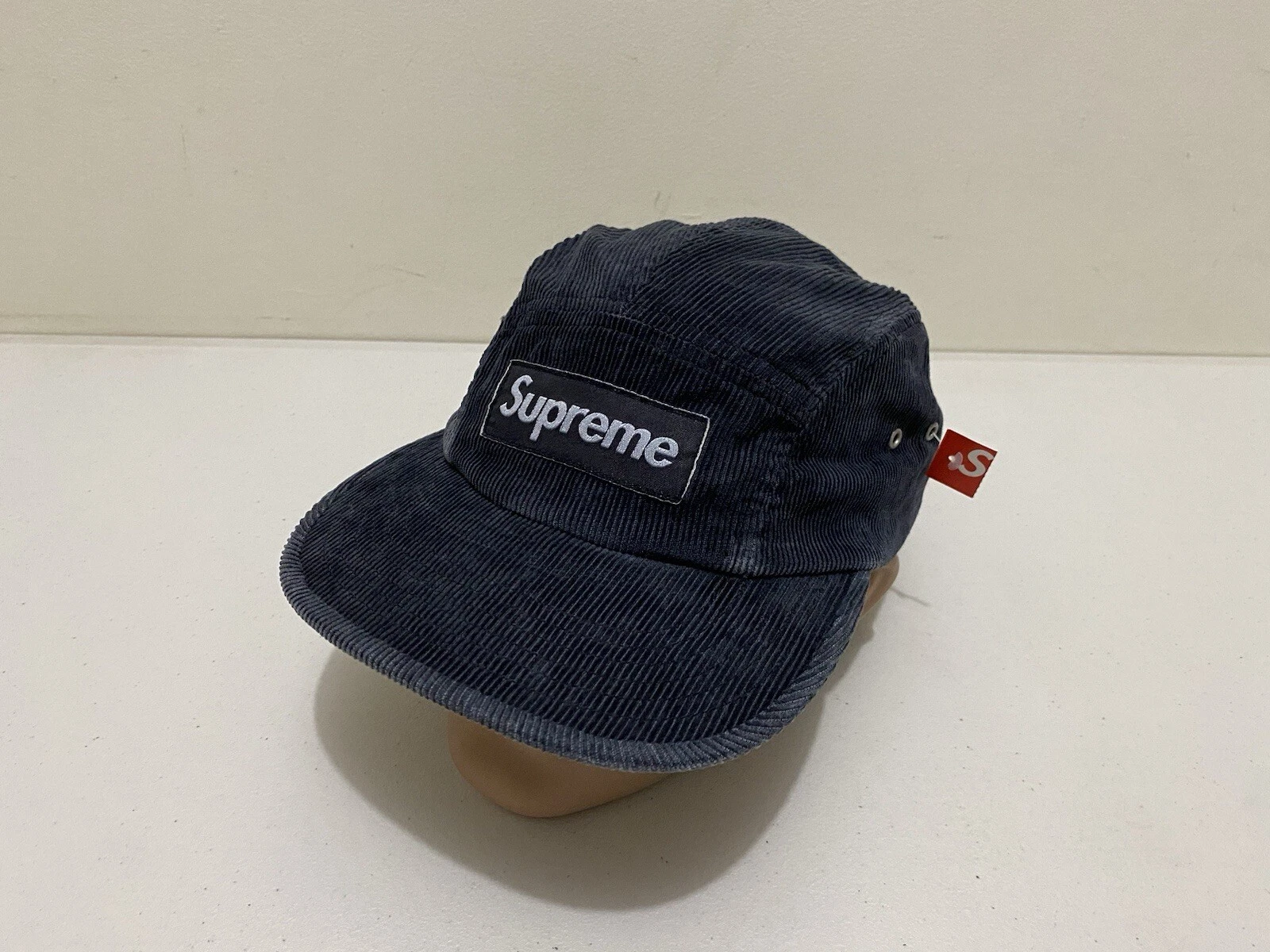 Supreme Mens Corduroy Pocket Camp Cap Hat One Size New Box Logo 5 Panel Black