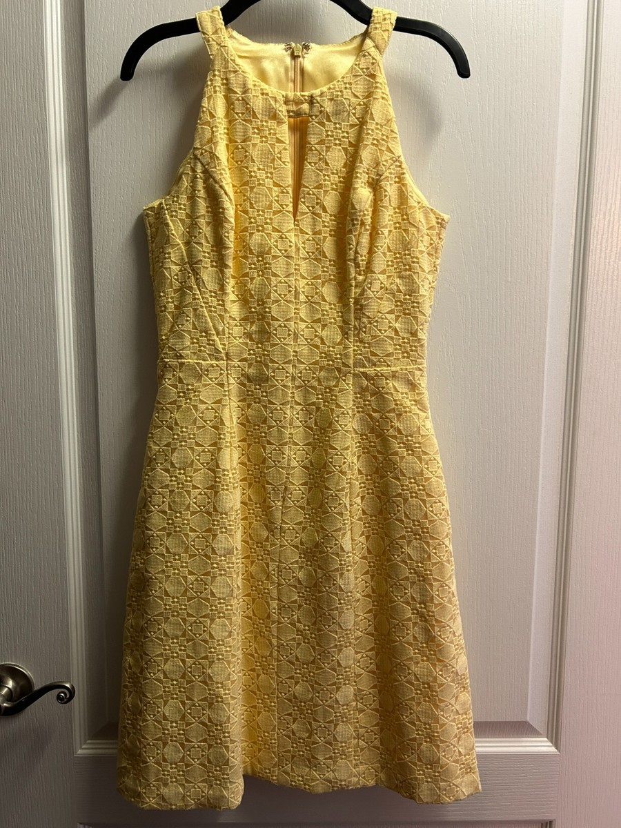 white house black market yellow dress White 1950s Yellow Flower Halter Vintage Dress – PollyBoutique main image 1