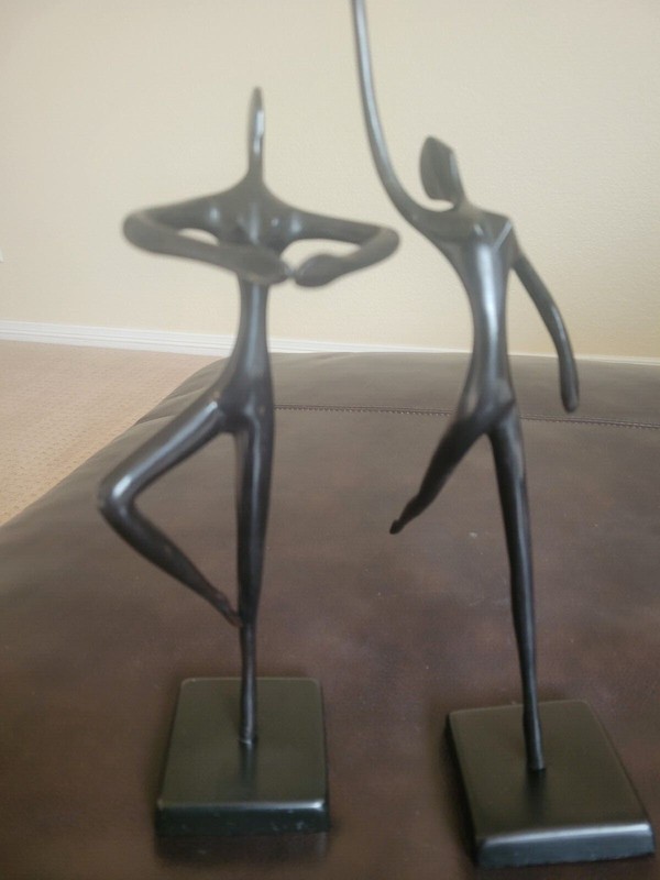 Vintage Bodrul Khalique Ballet Dancer Set of 2 Metal Contemporary 12" Sculptures