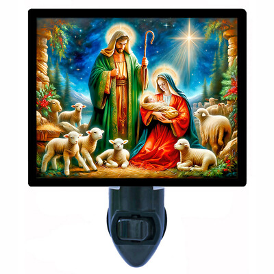 Christmas Decorative Photo Night Light, Holy Night's Embrace, Nativity