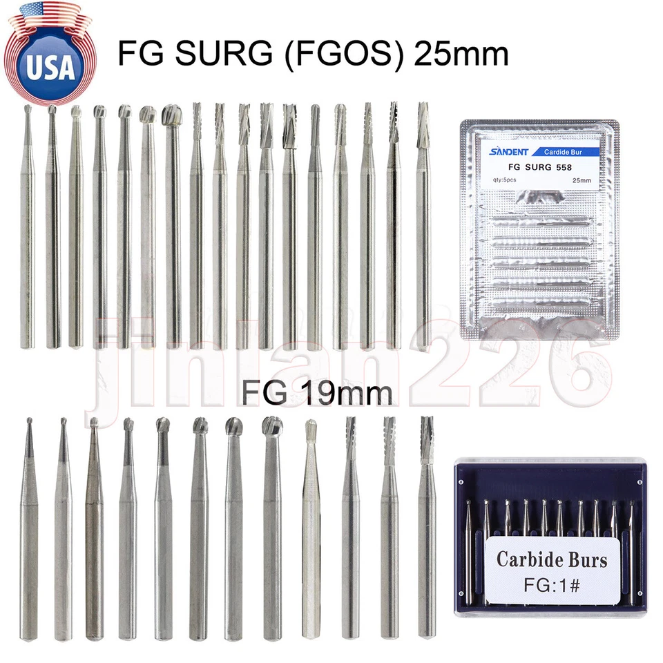 25 tipos dentales redondos de carburo de tungsteno FG Bur para pieza de mano quirúrgica de alta velocidad Foto 4 de 4