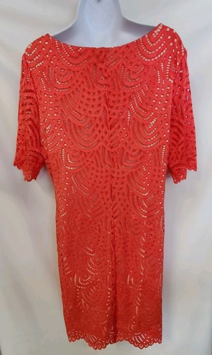 NWT Ronni Nicole A-line Melon Eyelet Lace Overlay Sz.LG *A45 - Picture 2 of 11