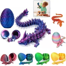Easter Gift 3D Printed Dragon w/Egg Crystal Dragon Fidget Toys Full Articulated