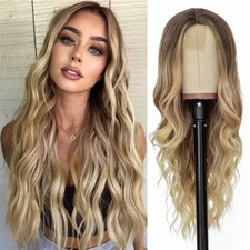 Long Wave Ombre Brown to Golden Blonde Lace Front Wigs 4X2 Lace for Daily Party