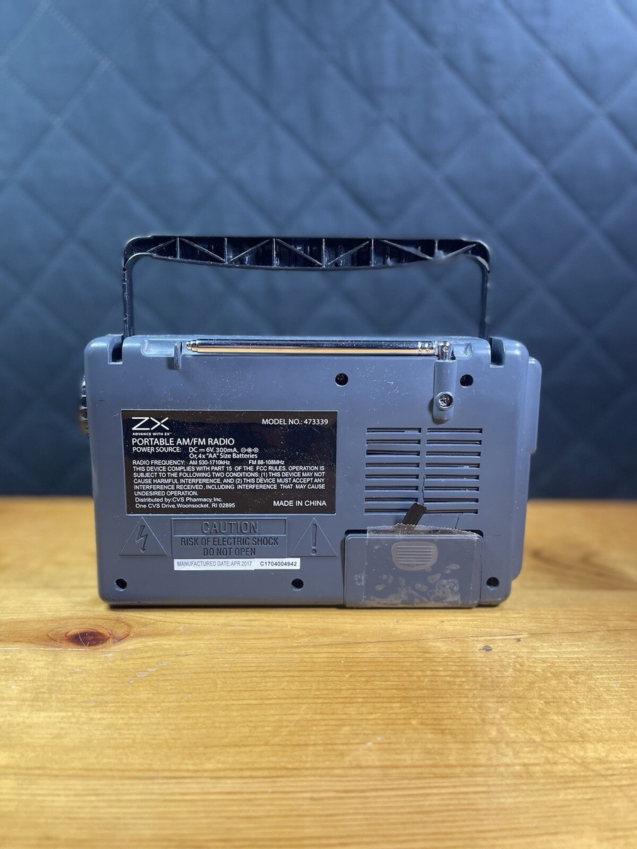 ZX Portable AM/FM Radio With Plug-in Power Adaptor #NS2-28 No