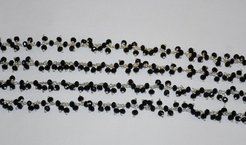 Perlen Perlen Masse Rosenkranz Kette, schwarze Glasperlen Cluster Kette, 3mm Körperkette - Bild 2 von 7