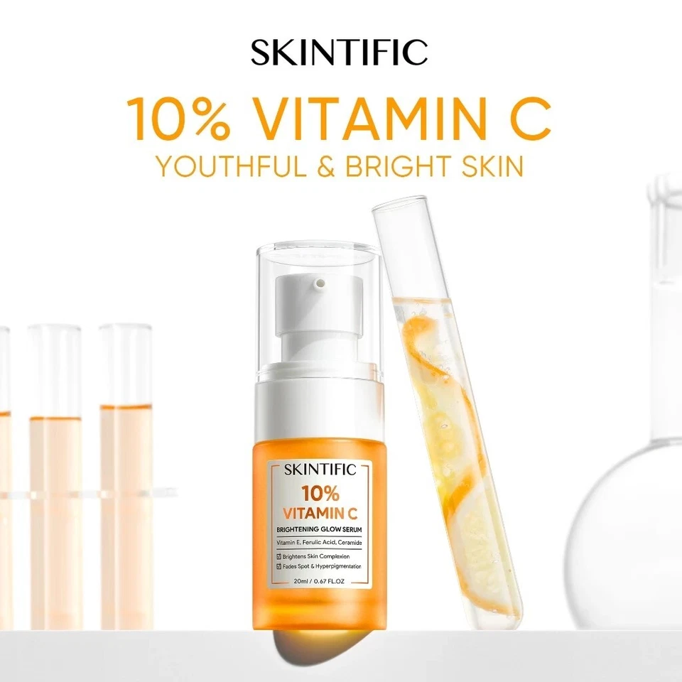 SKINTIFIC 10% Vitamin C Brightening Glow Serum (20ml) - Image 3 of 4