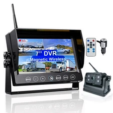 7" Digital Wireless Quad Monitor DVR Magnetic 9600mA Battery Backup Camera 1080P
