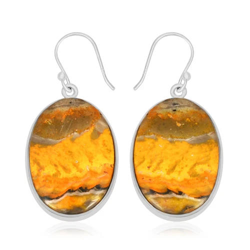 Bumble Bee Jasper gemstone 925 Sterling Silver Drop Dangle Earrings KE-1044