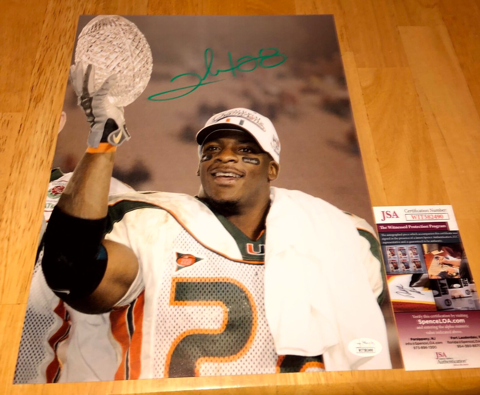 Clinton Portis Autographed Signed Miami Hurricanes 11x14 Photo JSA A 