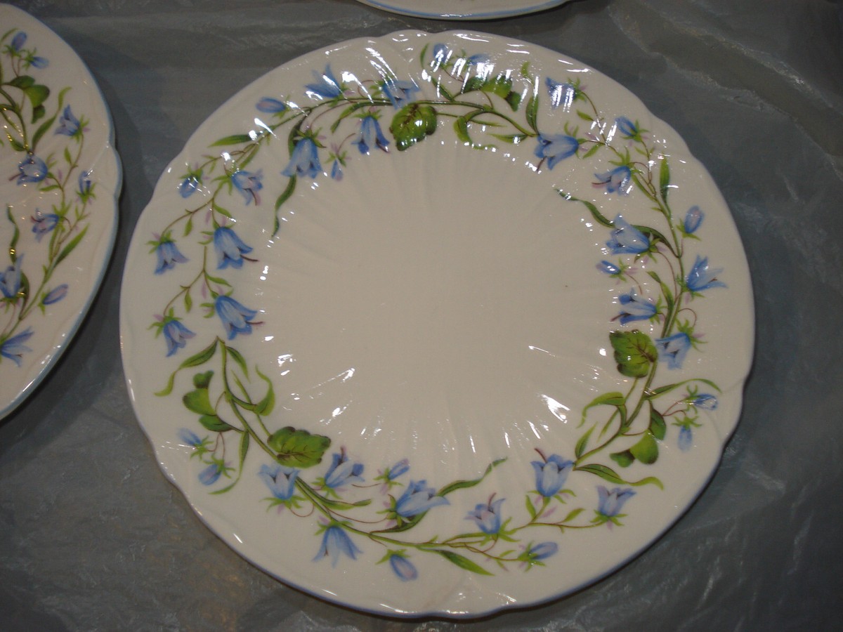 set of 12 Shelley England Harebell Blue Oleander Bread And Butter