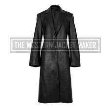 Womens Leather Coat In Black, Long Coats For Women, Get 30% Off & Free Shipping