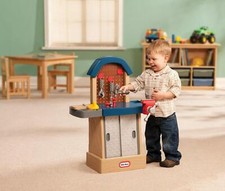 Kid's Tough Workshop Construction Play Set W/ 11 Pieces Play Tool Bench Work Set