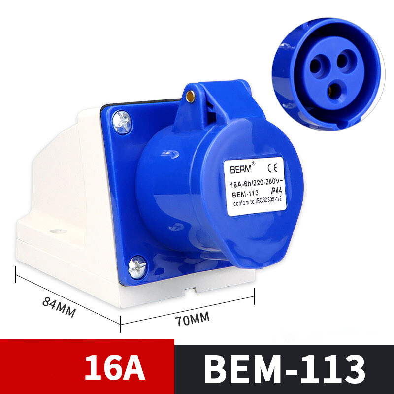 Pomya 5-Pin 3-Phase Industrial Socket Connector – 16A 380V-415V IP44 Waterproof, PA66 + Brass, 2 Plugs + 2 Sockets Set