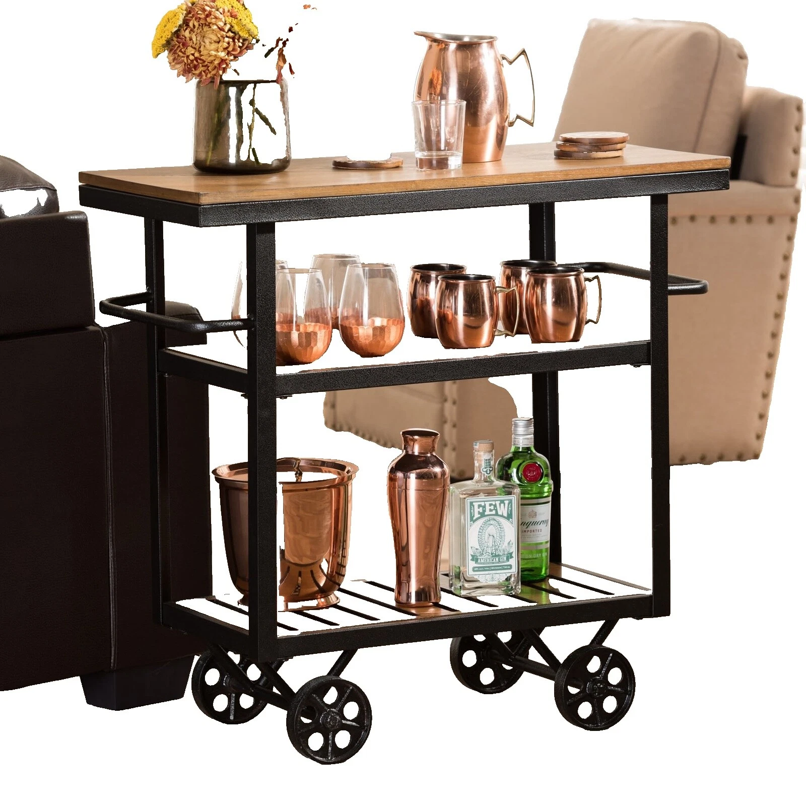 Barra de comedor negro carros y carros de servir