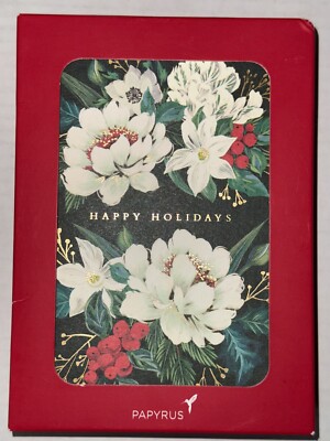 Papyrus Box of 14 Christmas Note Cards & Envelopes Happy Holidays Greeting Cards