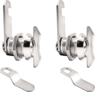 2Pcs 5/8 Inch Thumb Operated Offset Cam Locks, Chrome Non-Locking Compartment 