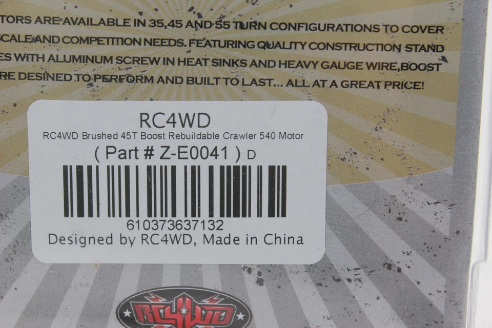 RC4 ZE 0041 Brushed 45T Boost Rebuildable Crawler 540 Motor RC4WD NEU in OVP - Bild 4 von 4