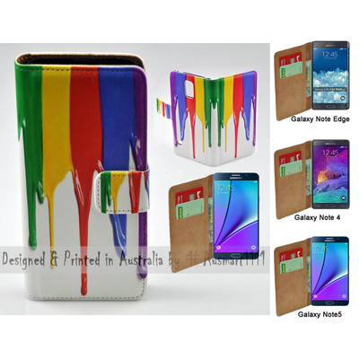 For Samsung Galaxy Note Series Rainbow Paint Theme Print Wallet Phone Case Cover