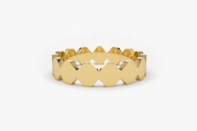 Octagon Goldring aus 14K 585er Gold Band Designer Rosegold Weißgold Gelbgold - Bild 1 von 4