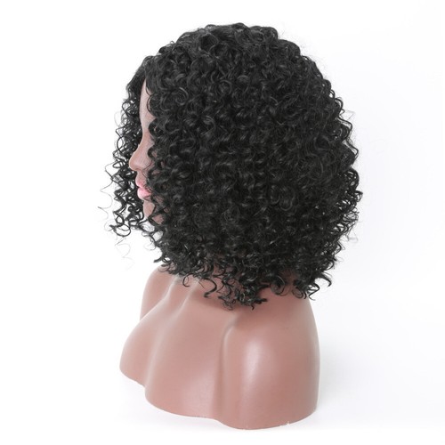 Women Lady Black Dark Shoulder Length Curly Wig Short Wavy Synthetic Hair USA - Picture 8 of 10