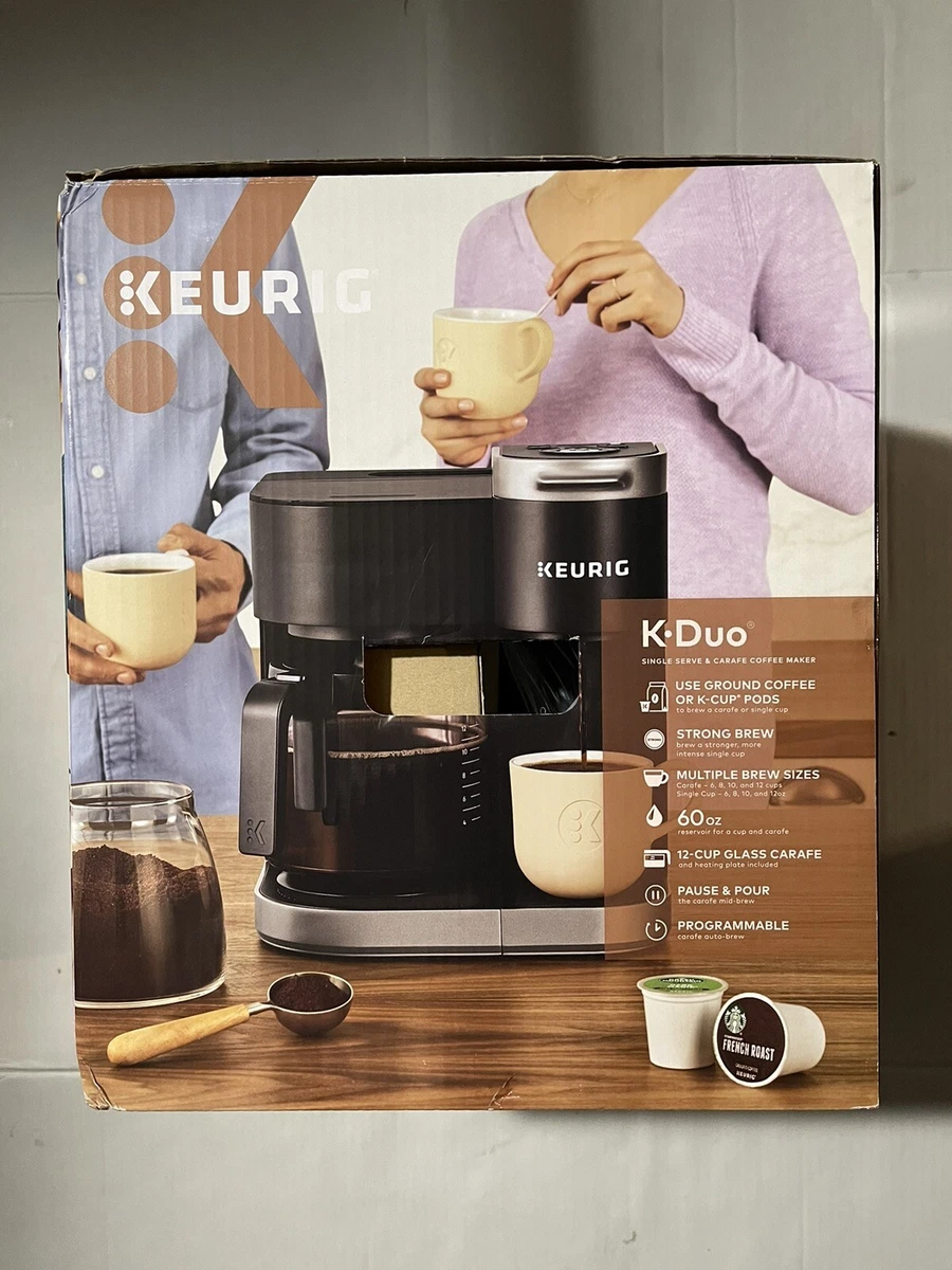 Keurig K-Duo Coffee Maker, Single Serve and 12-Cup Carafe Drip Coffee  Brewer, Compatible with K-Cup Pods and Ground Coffee, Black