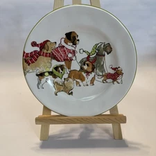 🎄Pier 1 Imports Park Avenue Puppies 8 1/2” Plate Winter Christmas Salad Dessert