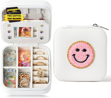 Small Preppy Travel Jewelry Case for Women Mini Jewelry Organizer for Traveling