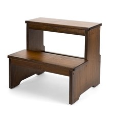 Two Step Stool Bamboo Heavy Duty with Anti-Slip Bottom 350 lbs Capacity