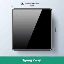 Black Tempered Glass Light Switch Socket 1 or 2 Gang UK Plug Sockets & Switches