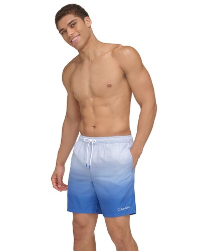 Calvin Klein Herren Regular Fit Badehose Bademode mittelblau gepunktet