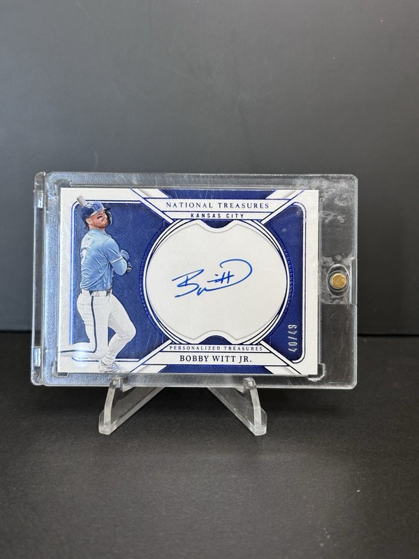 2025 Panini National Treasures Baseball Bobby Witt Jr Blue Auto /49