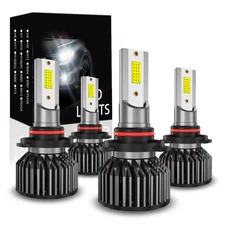9005 9006 LED Headlights Bulb 10000K High Low Beams Kit Combo Super White Bright