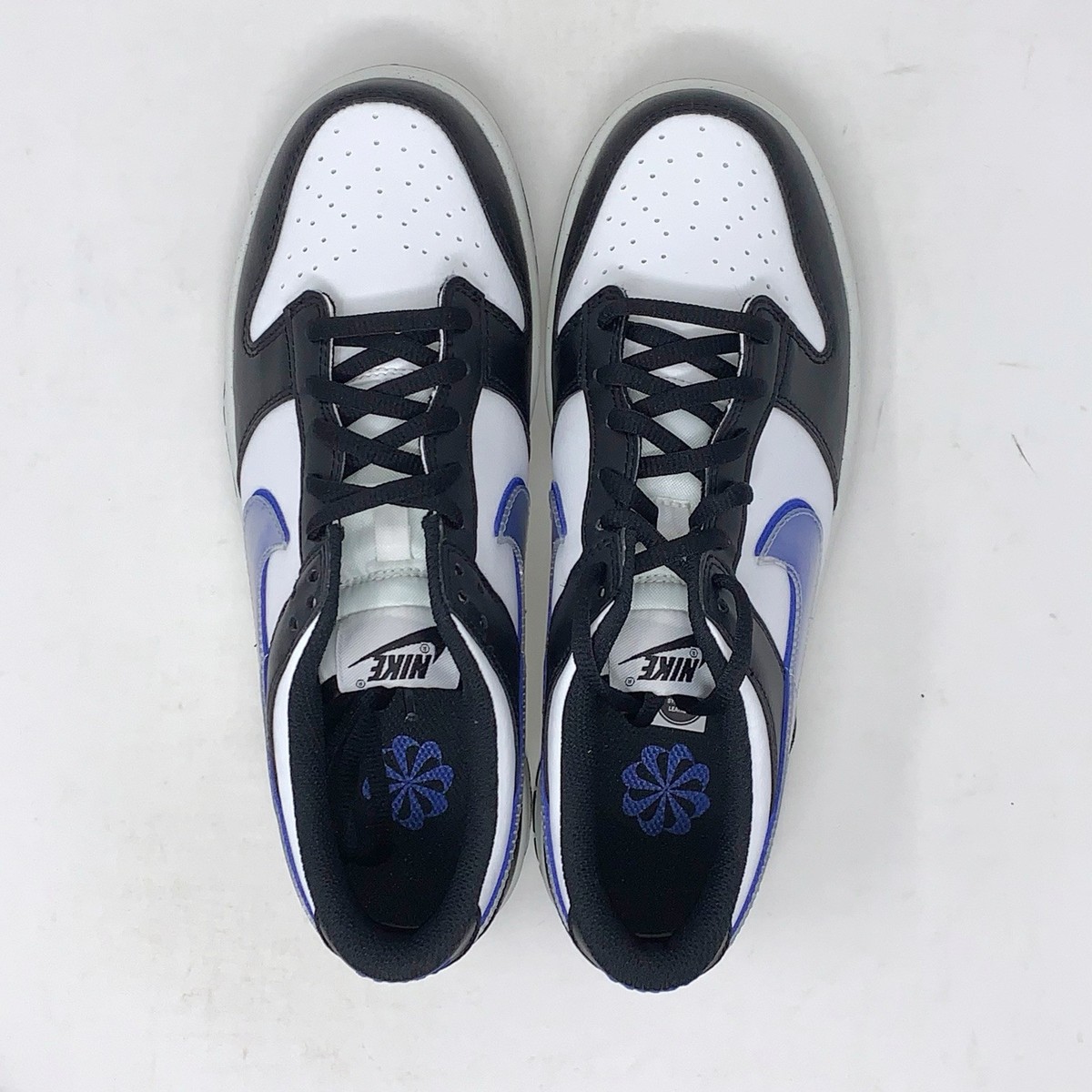 Nike Dunk Low 'Blue Swoosh' Panda Black Sneakers, Size 6.5Y / 8W