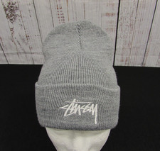 Authentic Stussy Vintage Gray Beanie Hat Unisex Made In USA
