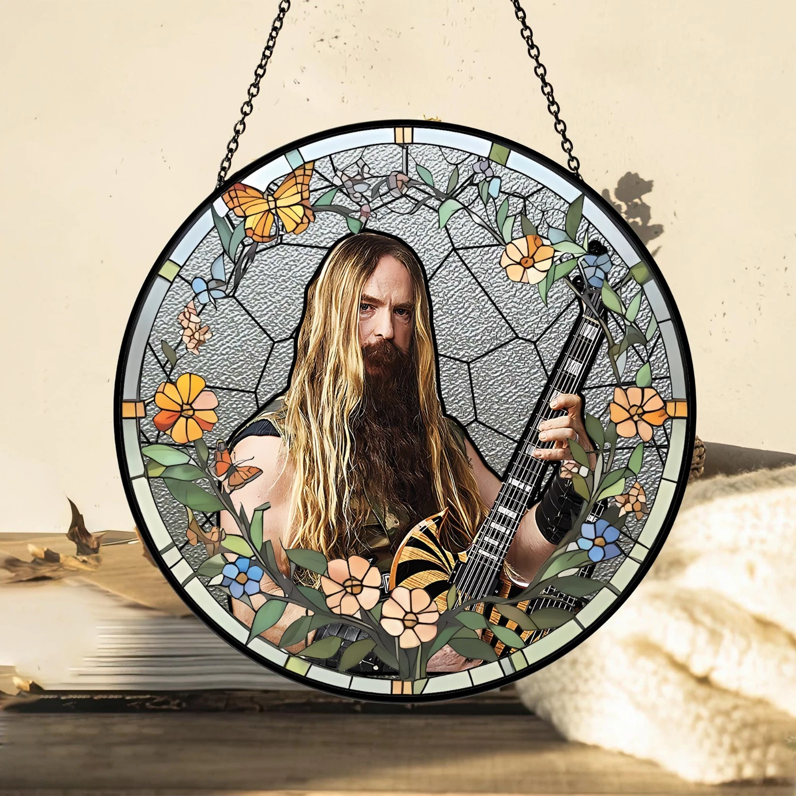 Zakk Wylde Stained Glass Suncatcher- Home Window Hanging Ornament
