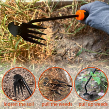 Estirpatore Erbacce Da Giardino Con Guanti - Sarchiatore A 4 Denti In Acciaio Inox, Per Orto E Prato - Foto 8