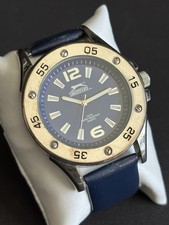 Rare Retro Blue Slazenger SLZ155 Men’s Steel Quartz Sport Wristwatch 42mm