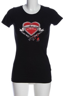 CLIMATE NEUTRAL T-Shirt Damen Shirt Gr. DE 36 schwarz-rot Casual-Look