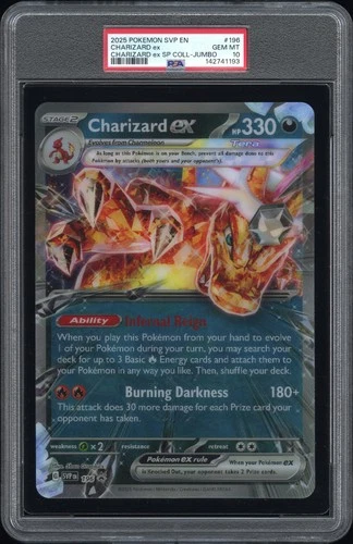 2025 POKEMON SVP EN-SV BLACK STAR PROMO JUMBO #196 CHARIZARD EX PSA 10