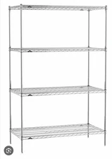 Metro Super Erecta Super Wide Chrome (4) Shelves Unit, New Open-box 3672NC